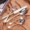 20 PCS Gold Silverware Set Gold Cutlery Set Gold Flatware Set for 4 Utensil Sets Gold Utensils Set Flatware Sets Forks Spoons Dinner Knives Teaspoons Tableware Utensils Dishwasher Safe view 2