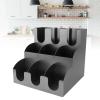 Tyenaza Verticle Coffee Cup Dispenser, Cup and Lid Organizer 9 Compartment Stainless Steel Verticle Coffee Cup Dispenser and Lid Holder for Coffee Station Counter view 2