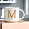 COLLECTIVE HOME - Monogram Ceramic Mugs, 15 oz Golden Initial Coffee Cups, Elegant Alphabet Tea Mugs, Elegant Personalized Mug with Gift Box, Unique Mug with Double Side Capital Letter (M) view 4