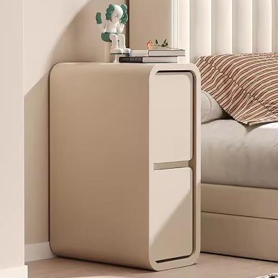 WHYATT Narrow Night Stand, Minimalist Slim Bedside Nightstand with 2 Drawers, Microfiber Leather Side Table, for Small Spaces, Bedroom, Living Room (Color : B, Size : 7.8IN/20CM)