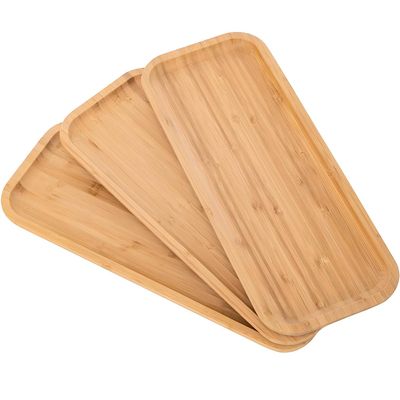 3-Pack Rectangle Bamboo Trays, 14.175.900.80 Inch Multipurpose Serving Platters for Breakfast, Dinner, Coffee, Tea & Fruit - Ideal for Home, Hotel & Restaurant