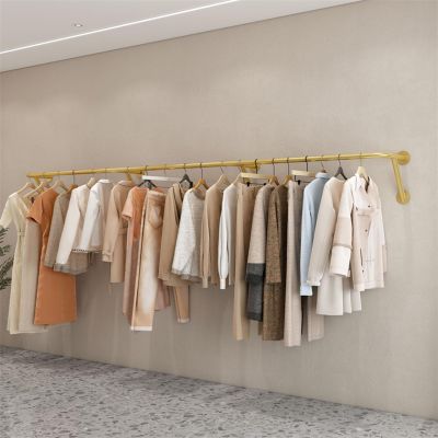 Wall Mounted Industrial Pipe Clothing Rack,clothing Store Space Saver Hanging Clothes Rack, Heavy Duty Iron Pipe Garment Rail, Multi-purpose Clothing Hanging Rod for Laundry Room and Closet Storage