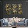 Metal Floral Wall Decor, Flowers Metal Wall Art, Flower Metal Wall Decor, 3 Piece Flower Wall Art, Nature Wall Art Framed, Wall Decor for Living Room, Housewarming Gift (77"x 43"| 198x110cm, Gold) view 1