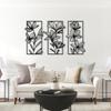Metal Floral Wall Decor, Flowers Metal Wall Art, Flower Metal Wall Decor, 3 Piece Flower Wall Art, Nature Wall Art Framed, Wall Decor for Living Room, Housewarming Gift (77"x 43"| 198x110cm, Gold) view 2
