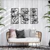Metal Floral Wall Decor, Flowers Metal Wall Art, Flower Metal Wall Decor, 3 Piece Flower Wall Art, Nature Wall Art Framed, Wall Decor for Living Room, Housewarming Gift (77"x 43"| 198x110cm, Gold) view 3