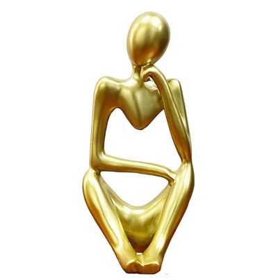 BITTONE Statues and SculpturesThe Mini Abstract Resin Thinker Sculpture for Modern Home Office DecorAbstract Style Sculptures. (Gold, Left)