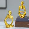BITTONE Statues and SculpturesThe Mini Abstract Resin Thinker Sculpture for Modern Home Office DecorAbstract Style Sculptures. (Gold, Left) view 2