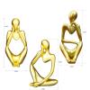BITTONE Statues and SculpturesThe Mini Abstract Resin Thinker Sculpture for Modern Home Office DecorAbstract Style Sculptures. (Gold, Left) view 3