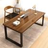 NIUYAO Solid Wood Dining Table, Industrial Wood Rectangle Office Meeting Table Wood Tabletop Furniture with Black Metal Legs Pedestal in for Dining Room Kitchen Office -47" L x 23.5" W x 29.5" H view 1