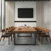 NIUYAO Solid Wood Dining Table, Industrial Wood Rectangle Office Meeting Table Wood Tabletop Furniture with Black Metal Legs Pedestal in for Dining Room Kitchen Office -47" L x 23.5" W x 29.5" H view 3