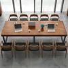 NIUYAO Solid Wood Dining Table, Industrial Wood Rectangle Office Meeting Table Wood Tabletop Furniture with Black Metal Legs Pedestal in for Dining Room Kitchen Office -47" L x 23.5" W x 29.5" H view 4