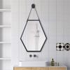 Modern Minimalism Hexagon Black Metal Frame Vanity Makeup Mirror with Hanging Chain Decorative Wall Mirror for Entryways Washrooms Living Room Mirror view 1