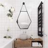Modern Minimalism Hexagon Black Metal Frame Vanity Makeup Mirror with Hanging Chain Decorative Wall Mirror for Entryways Washrooms Living Room Mirror view 2