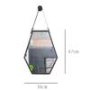 Modern Minimalism Hexagon Black Metal Frame Vanity Makeup Mirror with Hanging Chain Decorative Wall Mirror for Entryways Washrooms Living Room Mirror view 3