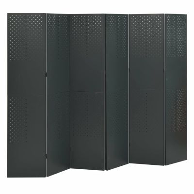 ZEYUAN 6-Panel Room Divider Partition Room Dividers Wall Divider Panels Room Divider Panel Anthracite 94.5""x70.9"" Steel, 240 x 180 cm