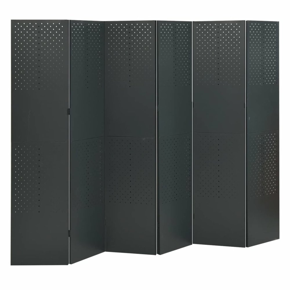 ZEYUAN 6-Panel Room Divider Partition Room Dividers Wall Divider Panels Room Divider Panel Anthracite 94.5""x70.9"" Steel, 240 x 180 cm