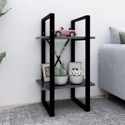 ZEYUAN 2-Tier Book Cabinet Gray 15.7"x11.8"x27.6" Engineered Wood Office Bookcase Cubicle Shelf Book Storage Shelf Storage