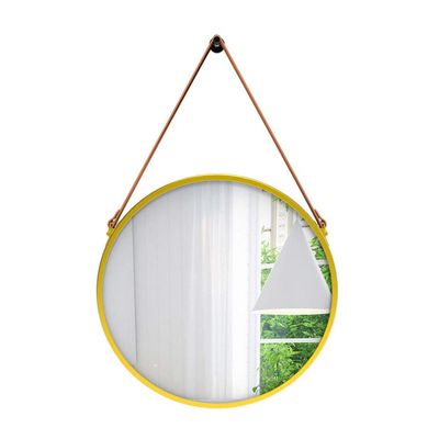 Hanging Mirror Hanging Round Wall Mirror in Bathroom Bedroom Bathroom Home Mirror for Entryway Bathroom Bedroom (Color : Yellow Size : 48x48cm)