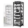 Movable 7 Shelves Audio Video Media Stand Cabinet with Height Adjustable Wooden Shelf Modern AV Cabinet, Entertainment Stereo Component Storage(Size : 50x40x131cm) view 1