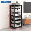 Movable 7 Shelves Audio Video Media Stand Cabinet with Height Adjustable Wooden Shelf Modern AV Cabinet, Entertainment Stereo Component Storage(Size : 50x40x131cm) view 2