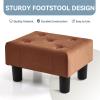 Poofzy Small Foot Stool Ottoman, Velvet Ottoman Foot Rest with Legs, Rectangle Foot Rest for Couch, Footstools and Ottomans Small for Living Room and Entryway (Rrown) view 3