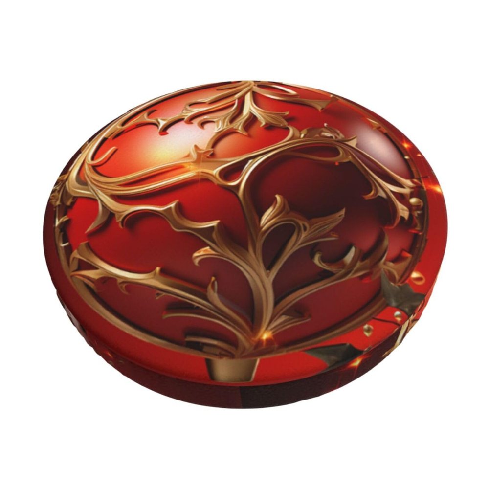 Christmas Red Lantern Print Stool Cover Round Elastic Bar Stool Slipcover 14 Inch Washable Nonslip Chair Seat Cover for Home Salon Office