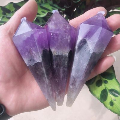 KatLin Natural Amethyst Point Stone Crystal Wand Quartz Crystal Reiki Healing Energy Stone Ornaments (Size : 115-120g)
