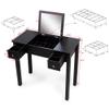 SPOFLYINN Vanity Table Set with Flip-Top Mirror, Detachable Partition and 2 Drawers Makeup Vanity Set for Women Bedroom Dressing Jewelry Storage Mid Century Vanity Table Black view 2