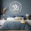 Flower of Life Metal Wall Art-Om Symbol with Flower of Life Metal Wall Decor, OM Metal Wall Decor, Sacred Geometry Metal Wall Art, Spiritual Wall Art, Zen Yoga Studio Decor, Yoga Lover Breathe Gift (18"x 18"| 47x47cm, White) view 1