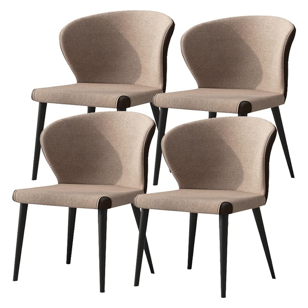 BytheM Chair Kitchen Dining Chairs Set of 4 Living Room Chairs Upholstered Leisure Chairs with Carbon Steel Legs Splicing Chair Surface Dining Chairs (Color : Light Coffee)