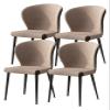 BytheM Chair Kitchen Dining Chairs Set of 4 Living Room Chairs Upholstered Leisure Chairs with Carbon Steel Legs Splicing Chair Surface Dining Chairs (Color : Light Coffee) view 1