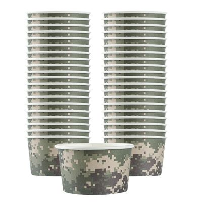 Restaurantware Coppetta 12 Ounce Dessert Cups, 200 Disposable Ice Cream Cups - Lids Sold Separately, Sturdy, Camouflage Paper FroYo Bowls, For Hot And Cold Foods, Perfect For Gelato Or Mousse