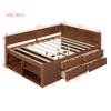 HoRunzelin Full Size Daybed with Storage Drawers, Bookcase Shelves and L-Shaped Headboard, Pine Wood Captains Bed with Bookshelf for Kids Boys Girls, Walnut view 2