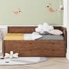 HoRunzelin Full Size Daybed with Storage Drawers, Bookcase Shelves and L-Shaped Headboard, Pine Wood Captains Bed with Bookshelf for Kids Boys Girls, Walnut view 3