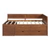 HoRunzelin Full Size Daybed with Storage Drawers, Bookcase Shelves and L-Shaped Headboard, Pine Wood Captains Bed with Bookshelf for Kids Boys Girls, Walnut view 4