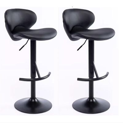 DWILKE Black Barstools Counter Height Bar Stools Set of 2 Bar Chairs 24'' -32.2''Height Adjustable Swivel Stool Leather Kitchen Counter Stools Dining Chairs for Kitchen Pub Home Cafe