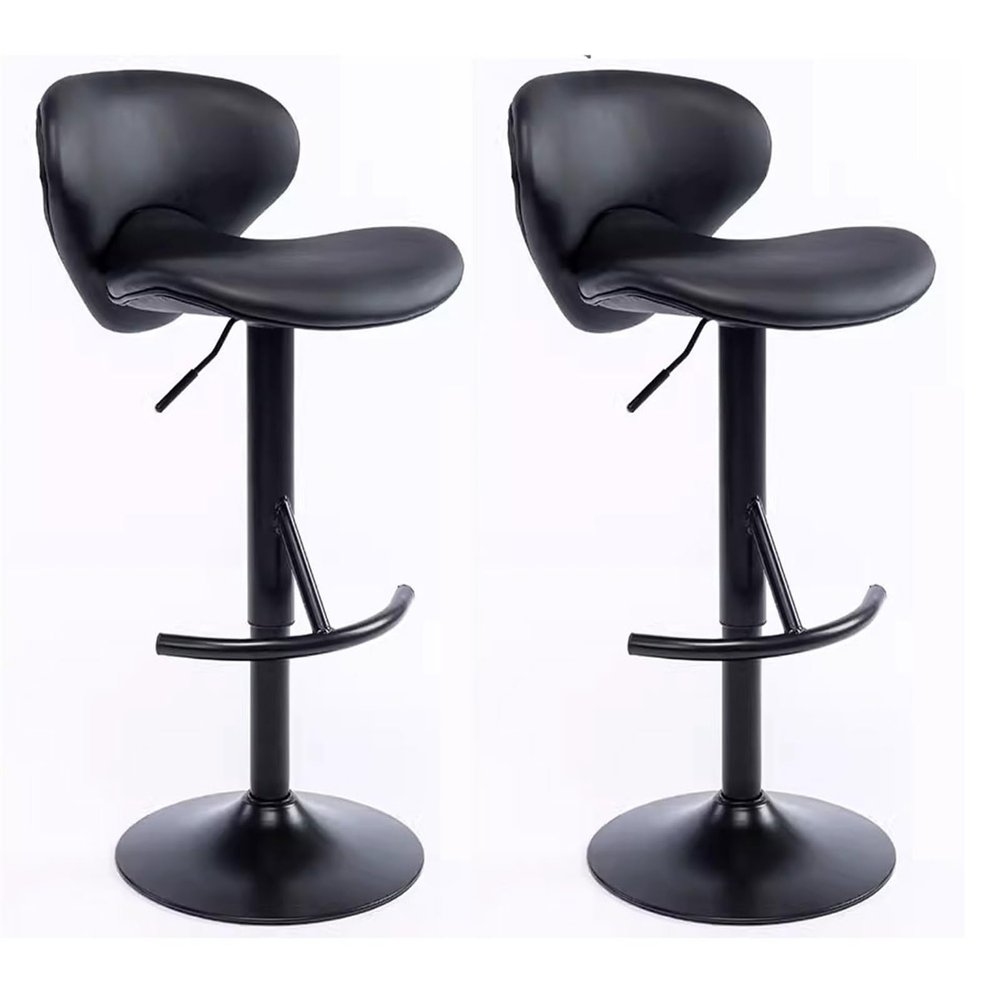 DWILKE Black Barstools Counter Height Bar Stools Set of 2 Bar Chairs 24'' -32.2''Height Adjustable Swivel Stool Leather Kitchen Counter Stools Dining Chairs for Kitchen Pub Home Cafe