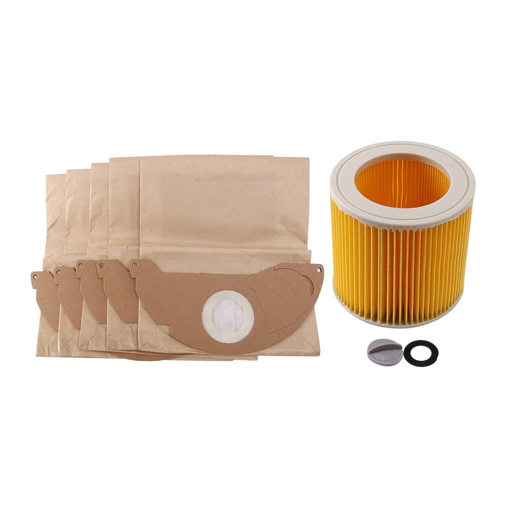 1Pcs Dust Hepa Filters and 5Pcs Paper Bags Replacement for Karcher Vacuum Cleaners Parts Cartridge Hepa Filter Wd2250 Wd3.200 Mv2 Mv3 Wd3