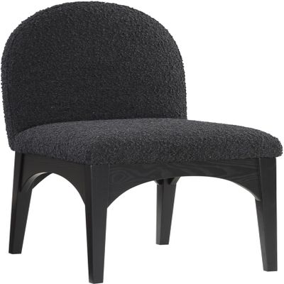 Meridian Furniture 381Black-SC Waldorf Collection Art Deco Dining Side Chair with Rich Black Boucle Fabric, Solid Ash Wood, Black Finish, 18.5" W x 23" D x 35.5" H, Black