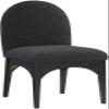 Meridian Furniture 381Black-SC Waldorf Collection Art Deco Dining Side Chair with Rich Black Boucle Fabric, Solid Ash Wood, Black Finish, 18.5" W x 23" D x 35.5" H, Black view 1