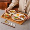 3 Section Round Plates/Soup Bowl/Spoon Tableware Set, Portion Control Plate Healthy Eating, Microwave oven can not be used! (Color : 40cm Bamboo Tray) view 3