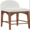 Meridian Furniture 393Cream-C Waldorf Collection Art Deco Stool with Soft Cream Chenille Fabric, Solid Ash Wood, Walnut Brown Finish, Counter Height Stool, 18" W x 20" D x 37" H, Cream view 1