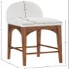 Meridian Furniture 393Cream-C Waldorf Collection Art Deco Stool with Soft Cream Chenille Fabric, Solid Ash Wood, Walnut Brown Finish, Counter Height Stool, 18" W x 20" D x 37" H, Cream view 3