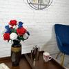Admired by Nature 2 pcs 24 Stem Artificial Flowers Roses Carnation Mixed Bush Spring Faux Flower Indoor Wedding Home Decor, Cemetery Decorations for Grave, Red, White, Blue view 3