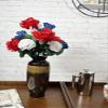 Admired by Nature 2 pcs 24 Stem Artificial Flowers Roses Carnation Mixed Bush Spring Faux Flower Indoor Wedding Home Decor, Cemetery Decorations for Grave, Red, White, Blue view 4