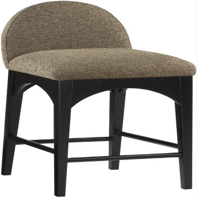 Meridian Furniture 395Olive-C Waldorf Collection Art Deco Stool with Rich Olive Green Boucle Fabric, Solid Ash Wood, Black Finish, Counter Height Stool, 18" W x 20" D x 37" H, Olive