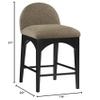 Meridian Furniture 395Olive-C Waldorf Collection Art Deco Stool with Rich Olive Green Boucle Fabric, Solid Ash Wood, Black Finish, Counter Height Stool, 18" W x 20" D x 37" H, Olive view 3