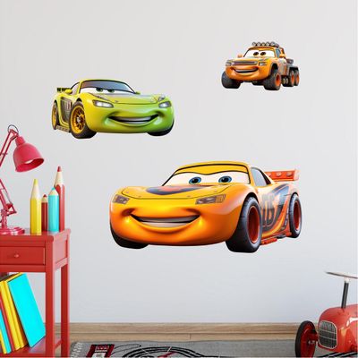 Wall Decal Pack Cartoon Cars 3X Peel & Stick Wall Decor Stickers for Kids Playrooms Bedrooms Nursuries & More