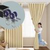 Ceiling Curtain Track 1.6-19.7ft, Wall Or Ceiling Mount Flexible Curtain Rail System, Room Divider, Double Aluminum Ceiling Curtain Track, Suitable for Living Rooms and Shower Rooms (Color : Champagn view 4