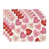 Artoid Mode Pink True Love Heart Candy Valentine Placemats Set of 4, 12x18 Inch Seasonal Table Mats for Party Kitchen Dining Decoration view 1